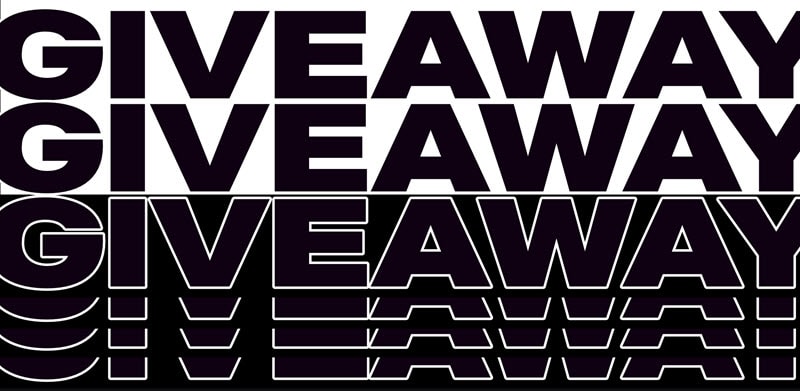 Giveaway banner in black and white text